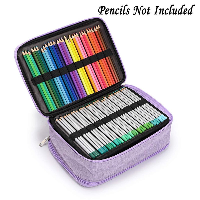 BTSKY Colored Pencil Case 300 Slots Pen Pencil Bag Organizer High Capacity Pens Holder with Double Zippers Multilayer Holder Compatible with Prismacolor Crayola Colored Pencils Watercolor Pens Purple - Image 5